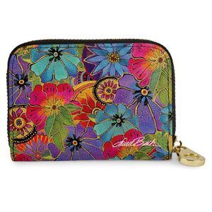 9575 RFID Secure Armored Zipper Wallet by Laurel Burch Blossoming Florals